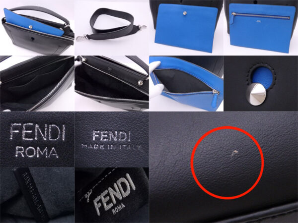 e51350a 2 Fendi Dot Com 2Way Bag Leather Black Blue