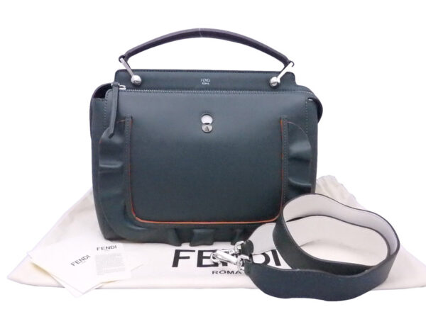 e51444a Fendi Dot Com 2Way Bag Leather Green