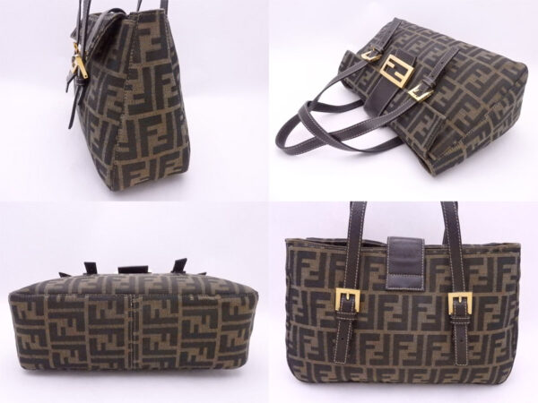 e51445g 1 Fendi Zucca Handbag Canvas Leather Brown