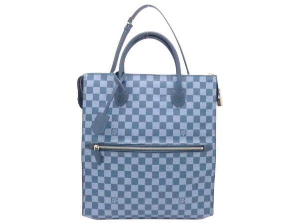 e51551a 1 Louis Vuitton Tadao Damier Canvas 2Way Bag Cyan