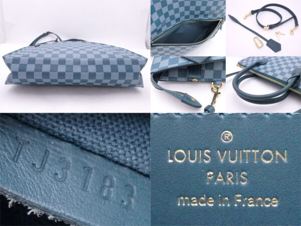 e51551a 4 Louis Vuitton Tadao Damier Canvas 2Way Bag Cyan