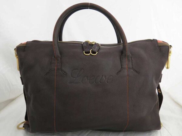 e51691a 1 Loewe Bag Leather Canvas Brown Hardware