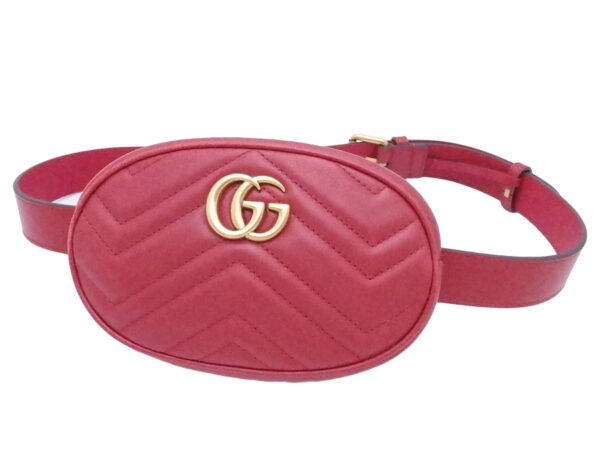 e51742g Gucci GG Marmont Waist Bag Leather Red