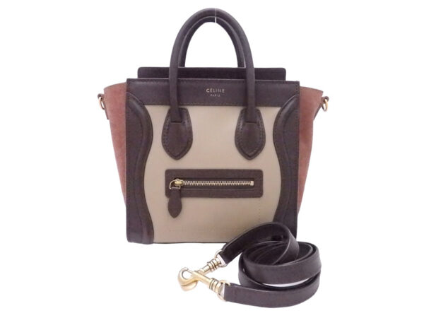 e51757f Celine Luggage Nano Shopper 2Way Bag Leather Brown