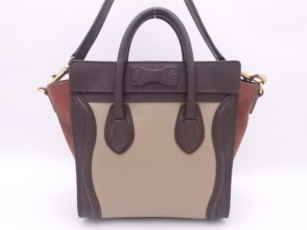 e51757f 2 Celine Luggage Nano Shopper 2Way Bag Leather Brown