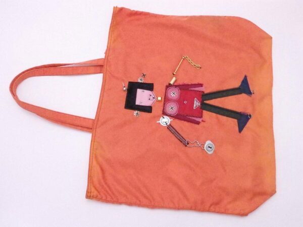 e51841a 1 Prada Tote Bag Robot Nylon Orange Multicolor