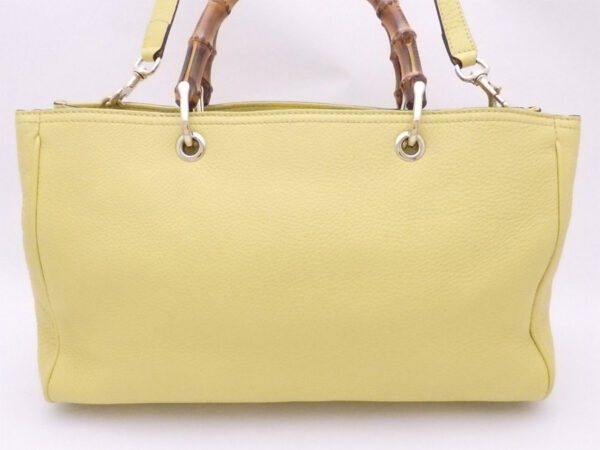 e51845a 2 Gucci Bamboo Shopper 2Way Bag Leather Lime Yellow