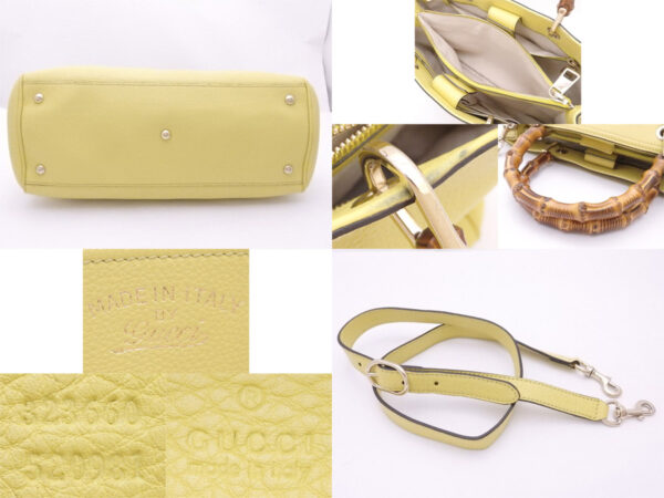 e51845a 4 Gucci Bamboo Shopper 2Way Bag Leather Lime Yellow