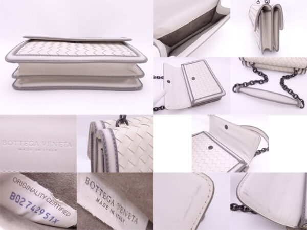 e51847 4 Bottega Veneta Intrecciato Leather Shoulder Bag White Gray