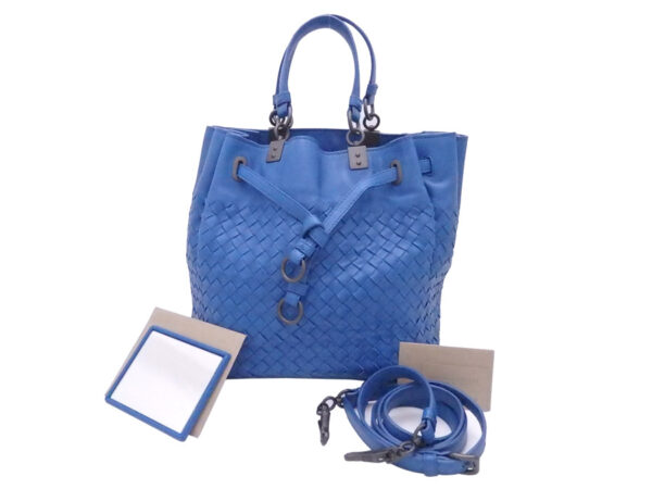 e51848a Bottega Veneta Intrecciato Leather 2Way Bag Blue