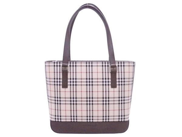 e51948g Burberry Nova Check Canvas Leather Shoulder Bag Beige Brown