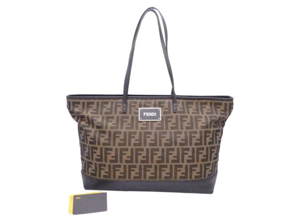 e51954a Fendi Tote Bag Zucca Canvas Leather Brown Black