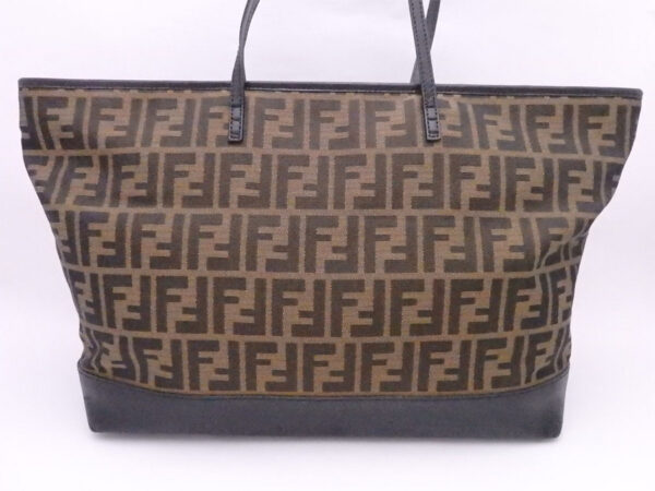 e51954a 2 Fendi Tote Bag Zucca Canvas Leather Brown Black