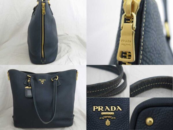 e52001a 4 Prada Shoulder Bag Leather Blue