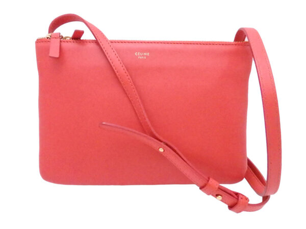 e52055a Celine Trio Shoulder Bag Leather Red Orange