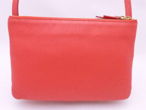 e52055a 2 Celine Trio Shoulder Bag Leather Red Orange