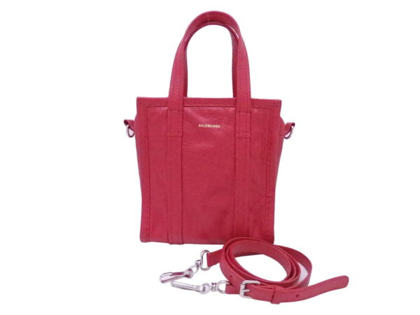 e52147 Balenciaga Bazaar Shopper XS Leather 2Way Bag Red