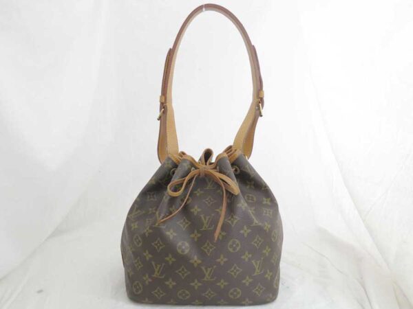 e52197a 1 Louis Vuitton Petit Noe Monogram Canvas Shoulder Bag Brown