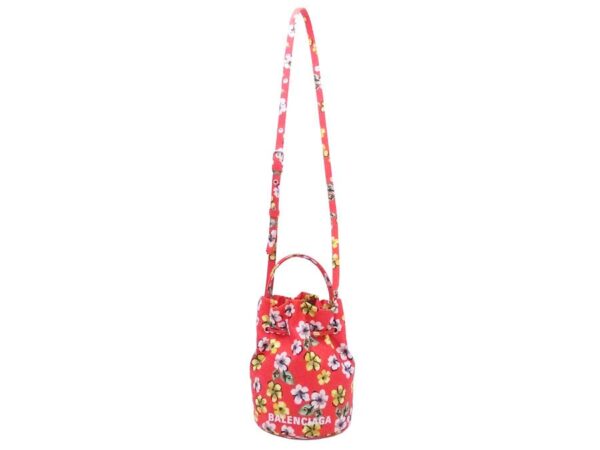 e52244a 1 Balenciaga Flower Nylon Canvas 2Way Bag Red Multicolor