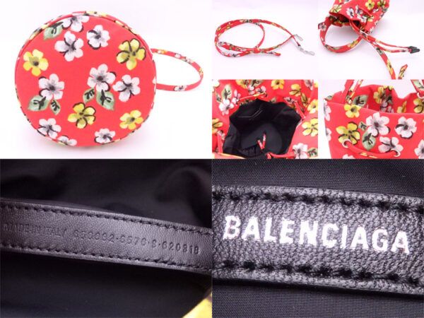 e52244a 4 Balenciaga Flower Nylon Canvas 2Way Bag Red Multicolor