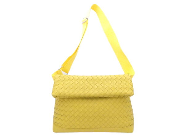 e52247g 1 Bottega Veneta Intrecciato Leather Crossbody Shoulder Bag Yellow