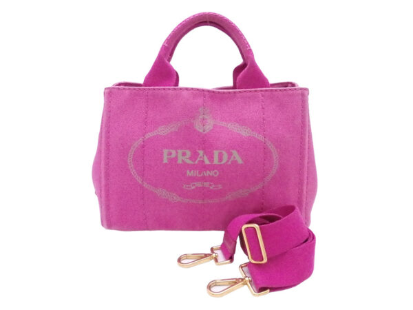 e52254f Prada 2Way Bag Canvas Handbag Shoulder Bag Pink