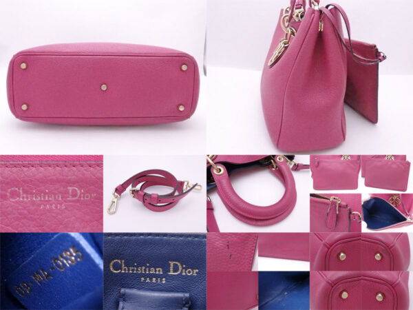 e52343a 4 Christian Dior Lady Dior Handbag Leather Pink