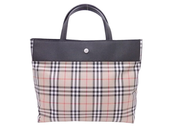 e52348f Burberry Nova Check Nylon Leather Handbag Beige Black