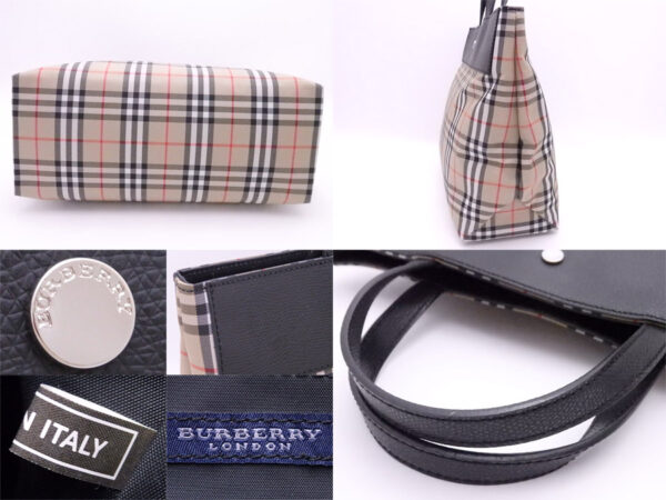 e52348f 4 Burberry Nova Check Nylon Leather Handbag Beige Black