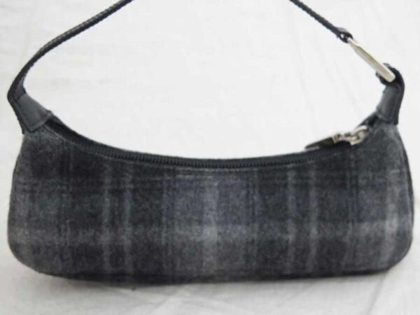 e52392a 1 Salvatore Ferragamo Wool Leather Handbag Gray Black