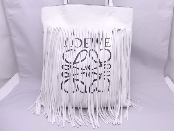 e52449a 1 Loewe Anagram Leather Tote Bag White Black