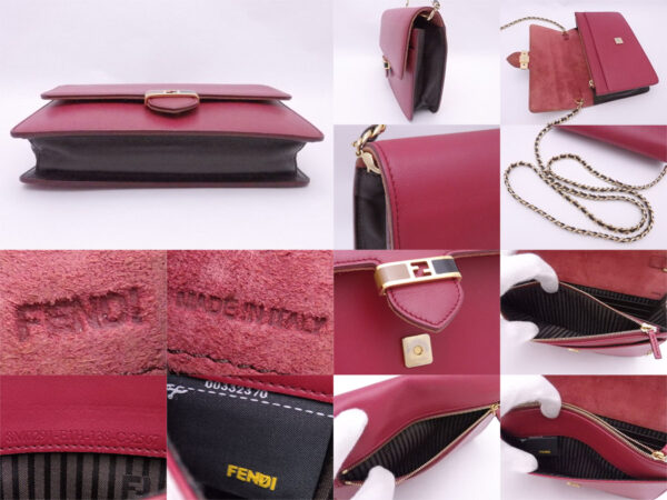 e52552a 4 Fendi Shoulder Wallet Bag Leather Burgundy Brown