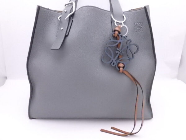 e52651a 1 Loewe Anagram Leather Tote Bag Gray