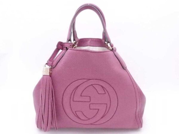 e52847g Gucci Interlocking G Soho Tote Bag Purple Leather