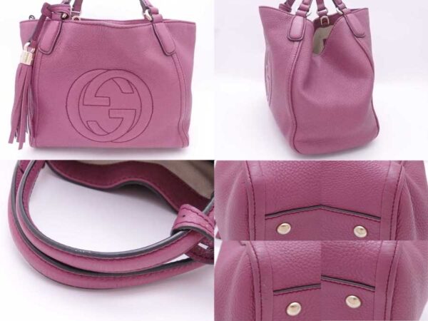 e52847g 4 Gucci Interlocking G Soho Tote Bag Purple Leather