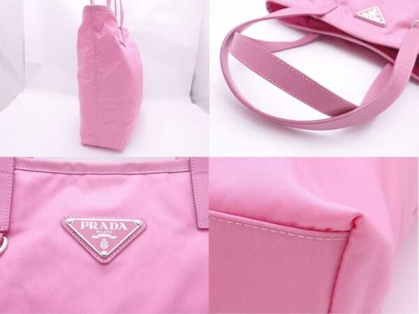 e52855f 4 Prada Tote Bag Triangle Nylon Leather Pink