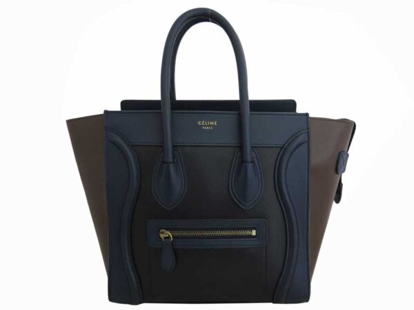 e52899a Celine Luggage Micro Shopper Bag Leather Blue Black Brown