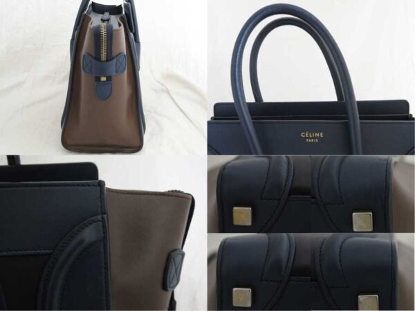 e52899a 4 Celine Luggage Micro Shopper Bag Leather Blue Black Brown