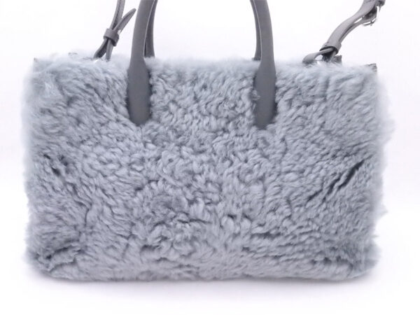 e52946a 2 Balenciaga Fur Leather 2Way Bag Blue Gray