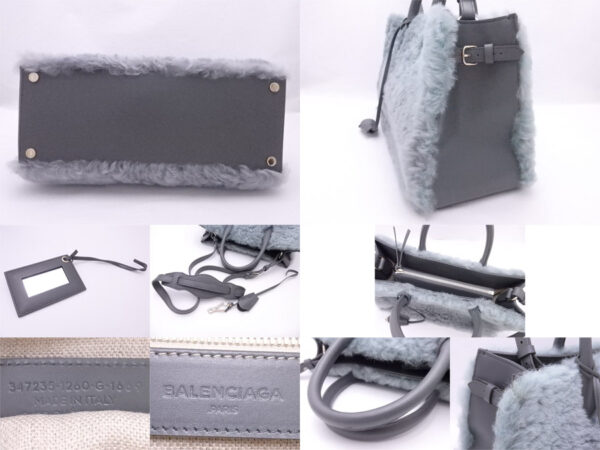 e52946a 4 Balenciaga Fur Leather 2Way Bag Blue Gray