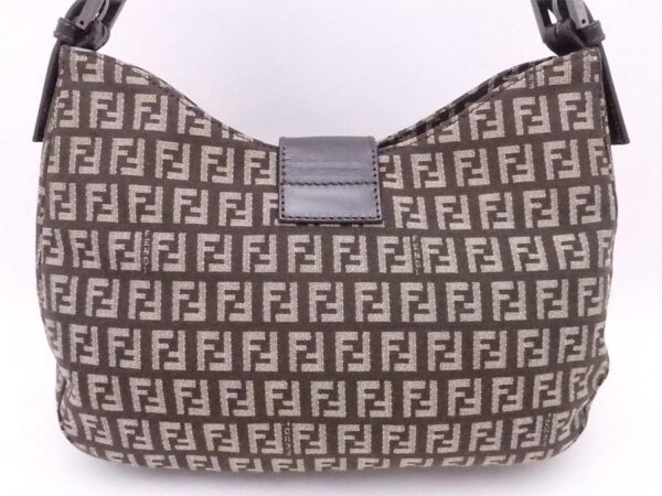 e52958a 2 Fendi Shoulder Bag Zuccini Canvas Leather Brown Beige