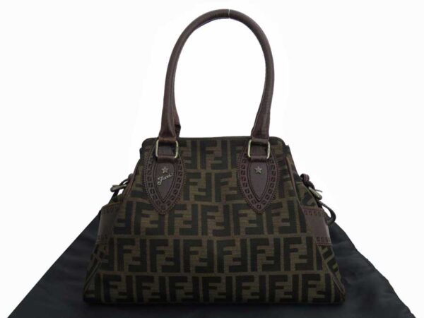 e52994f Fendi Handbag Zucca Canvas Leather Brown