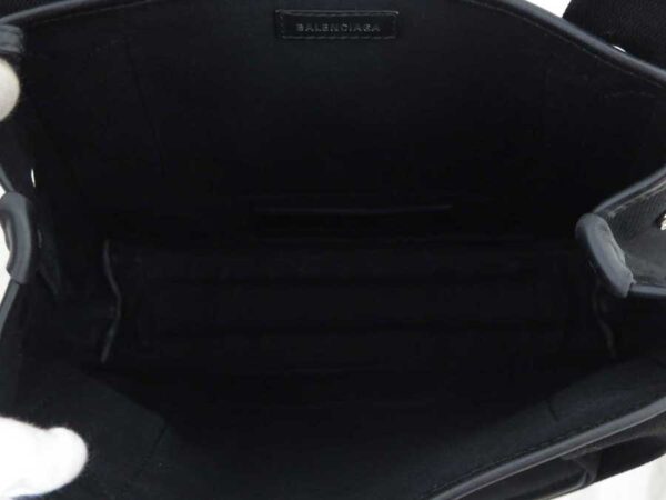 e52999g 3 Balenciaga Blue CABAS XS Canvas Leather 2Way Bag Black