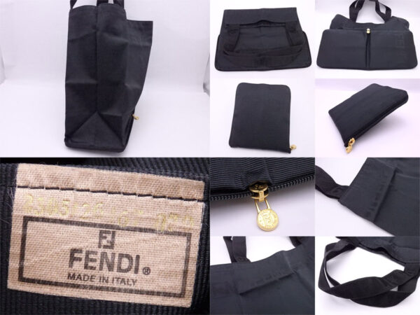 e53055f 4 Fendi Folding Tote Bag Nylon Canvas Black