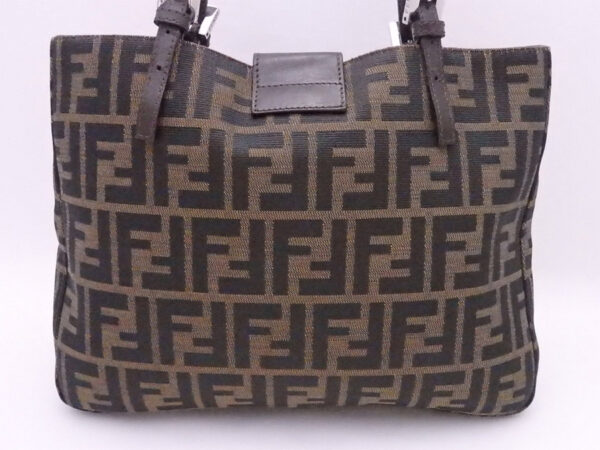 e53057i 2 Fendi Shoulder Bag Zucca Canvas Leather Brown