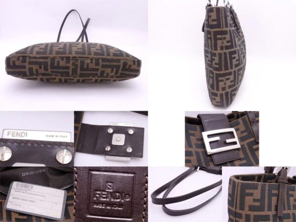 e53057i 4 Fendi Shoulder Bag Zucca Canvas Leather Brown