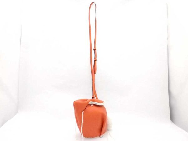 e53143a 1 Loewe Bunny Macrame Mini Leather Wool Crossbody Shoulder Bag Orange White