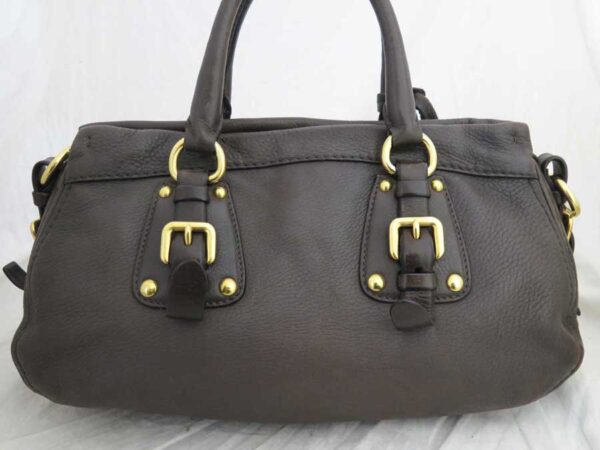 e53201a 2 Prada 2Way Bag Leather Handbag Shoulder Bag Brown