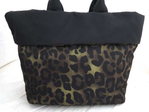 e53293f 1 Prada Handbag Leopard Reversible Nylon Khaki Brown Black