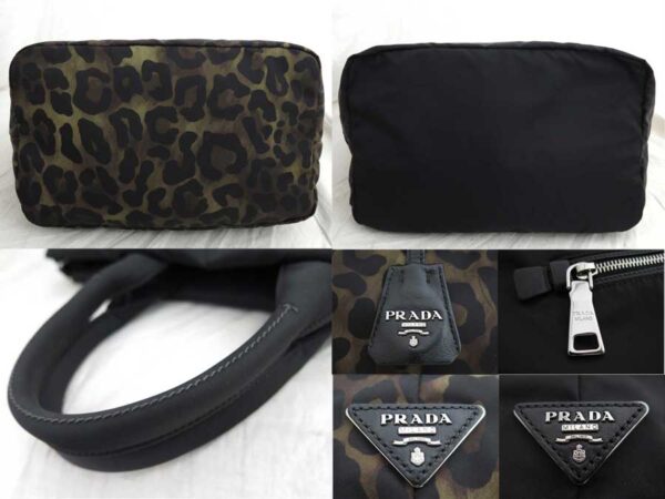 e53293f 4 Prada Handbag Leopard Reversible Nylon Khaki Brown Black